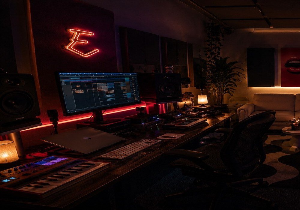 Vocal recording setup at Epiales Records