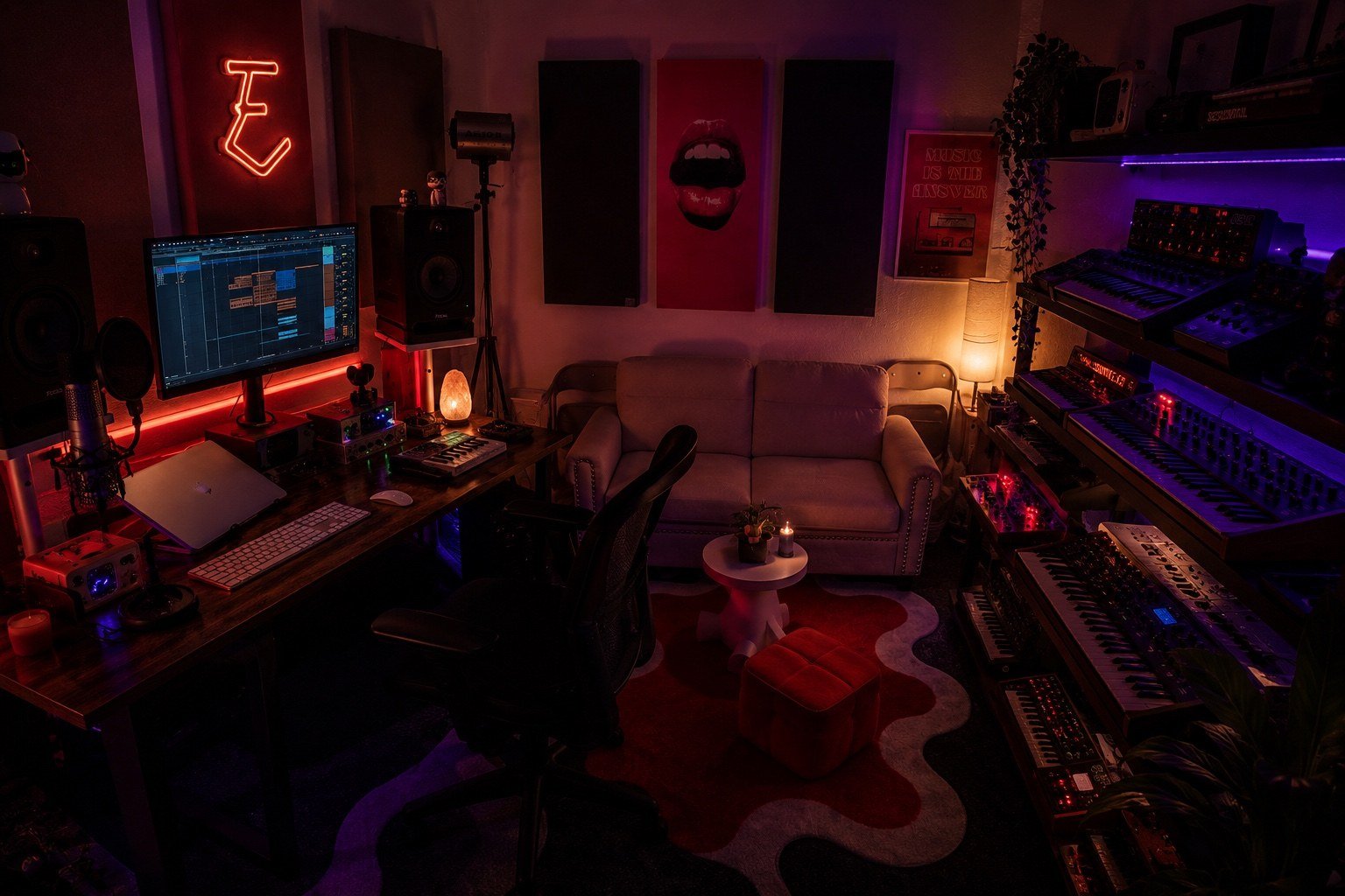 Synth wall in Epiales Records studio